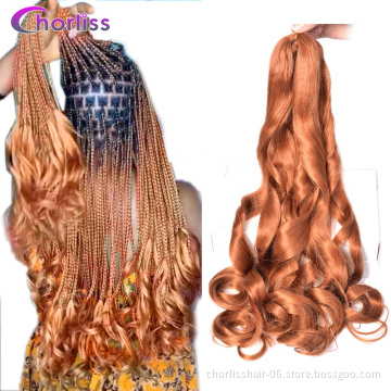 Fashionable New Wholesale Ombre Color 24Inch Synthetic Braiding Hair Extensions Spiral Curl Wavy Hair French Crochet Hair